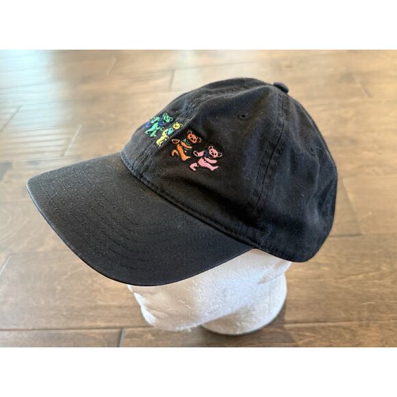 Grateful Dead Mens Black Dancing Bears Classic Rock Adjustable Strapback Hat Cap - Picture 4 of 9